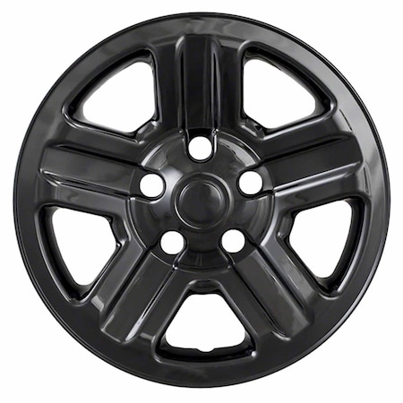 Coast2Coast 16", 5 Indented Spoke, Gloss Black, Plastic, Set Of 4, Compatible With Steel Wheels IWCIMP76GBLK